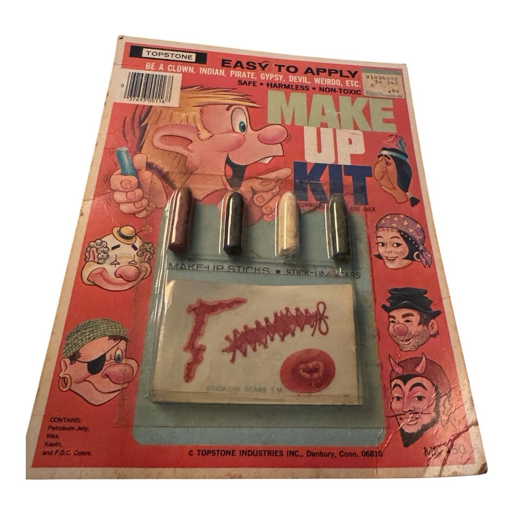 Topstone MK-450 Vintage Halloween Costume Makeup Kit Stick-Um Scars Sealed New